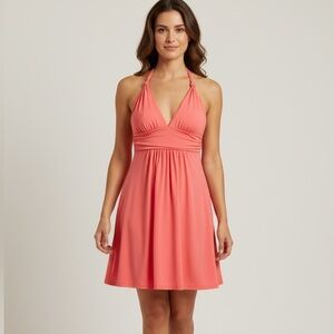 Carmen Marc Valvo Coral Swim Dress Spa Cover Up Dress Size S Resortwear Beach